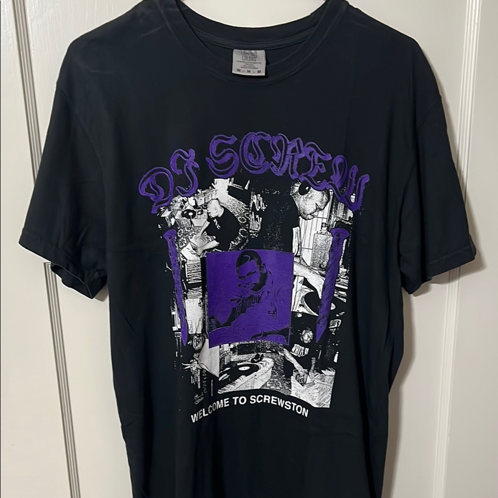 DJ Screw Welcome to Screwston Black and Purple Graphic Men's T-Shirt